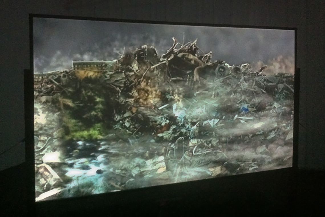 Interference — installation view, apocalyptic rubble scene